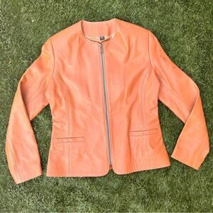 Maison De Cuir Slimani Carmel Tan Fitted Full Zip 100% Genuine Leather Jacket S